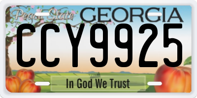 GA license plate CCY9925