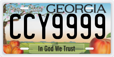 GA license plate CCY9999