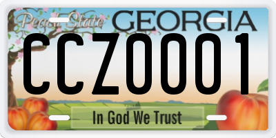 GA license plate CCZ0001