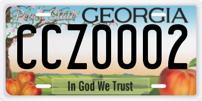 GA license plate CCZ0002