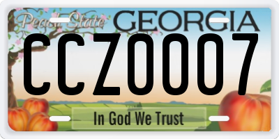 GA license plate CCZ0007