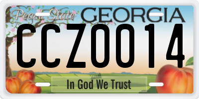GA license plate CCZ0014