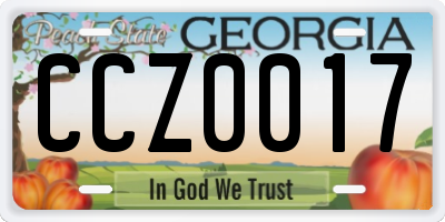 GA license plate CCZ0017