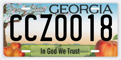 GA license plate CCZ0018