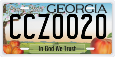 GA license plate CCZ0020