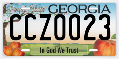GA license plate CCZ0023