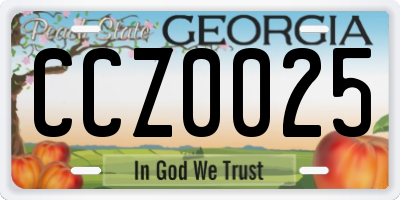 GA license plate CCZ0025
