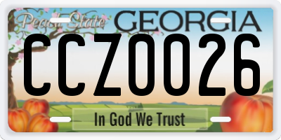 GA license plate CCZ0026