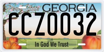 GA license plate CCZ0032