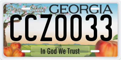 GA license plate CCZ0033
