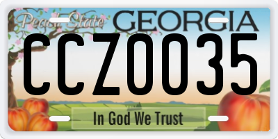 GA license plate CCZ0035