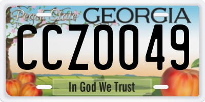 GA license plate CCZ0049