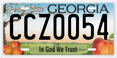 GA license plate CCZ0054