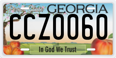 GA license plate CCZ0060