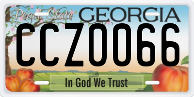 GA license plate CCZ0066