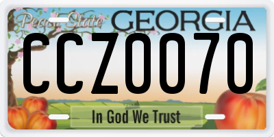 GA license plate CCZ0070