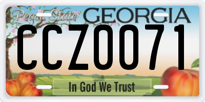 GA license plate CCZ0071