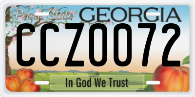 GA license plate CCZ0072