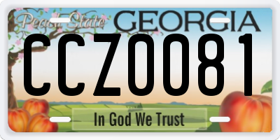 GA license plate CCZ0081
