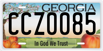 GA license plate CCZ0085