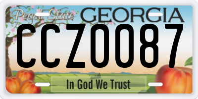GA license plate CCZ0087