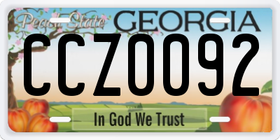 GA license plate CCZ0092