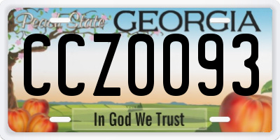 GA license plate CCZ0093