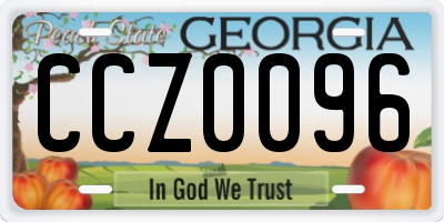 GA license plate CCZ0096
