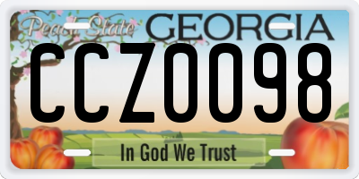 GA license plate CCZ0098