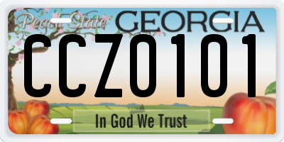 GA license plate CCZ0101