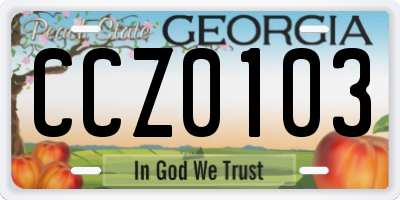 GA license plate CCZ0103