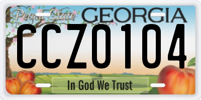 GA license plate CCZ0104