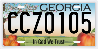 GA license plate CCZ0105
