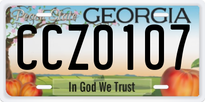 GA license plate CCZ0107