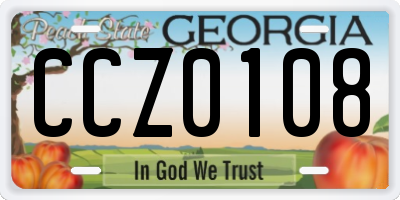 GA license plate CCZ0108