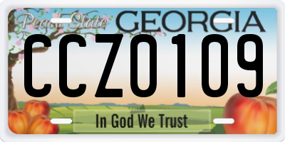GA license plate CCZ0109