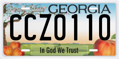 GA license plate CCZ0110