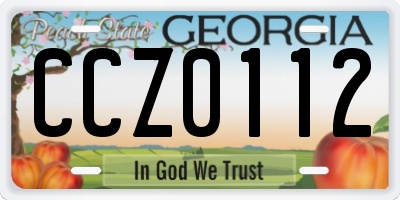 GA license plate CCZ0112
