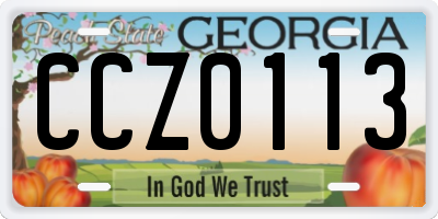 GA license plate CCZ0113