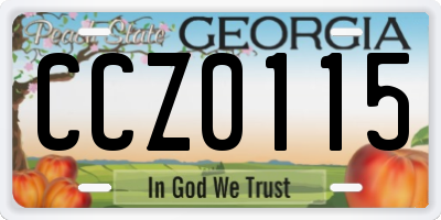 GA license plate CCZ0115
