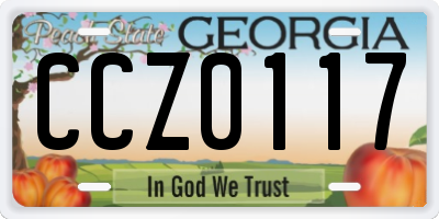 GA license plate CCZ0117