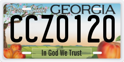 GA license plate CCZ0120