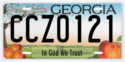 GA license plate CCZ0121