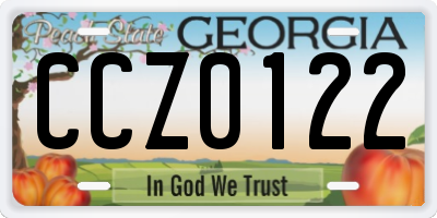 GA license plate CCZ0122
