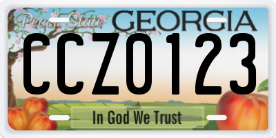 GA license plate CCZ0123