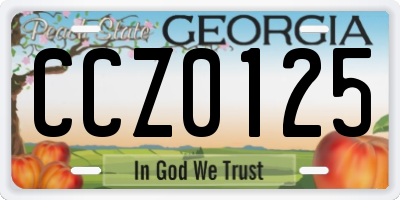 GA license plate CCZ0125
