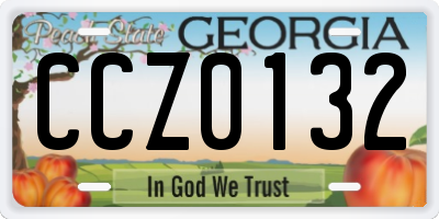 GA license plate CCZ0132