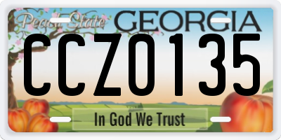 GA license plate CCZ0135