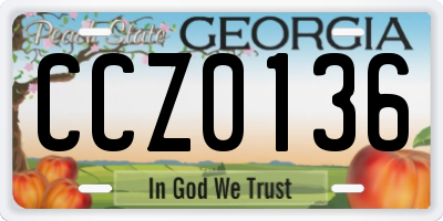 GA license plate CCZ0136