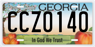 GA license plate CCZ0140